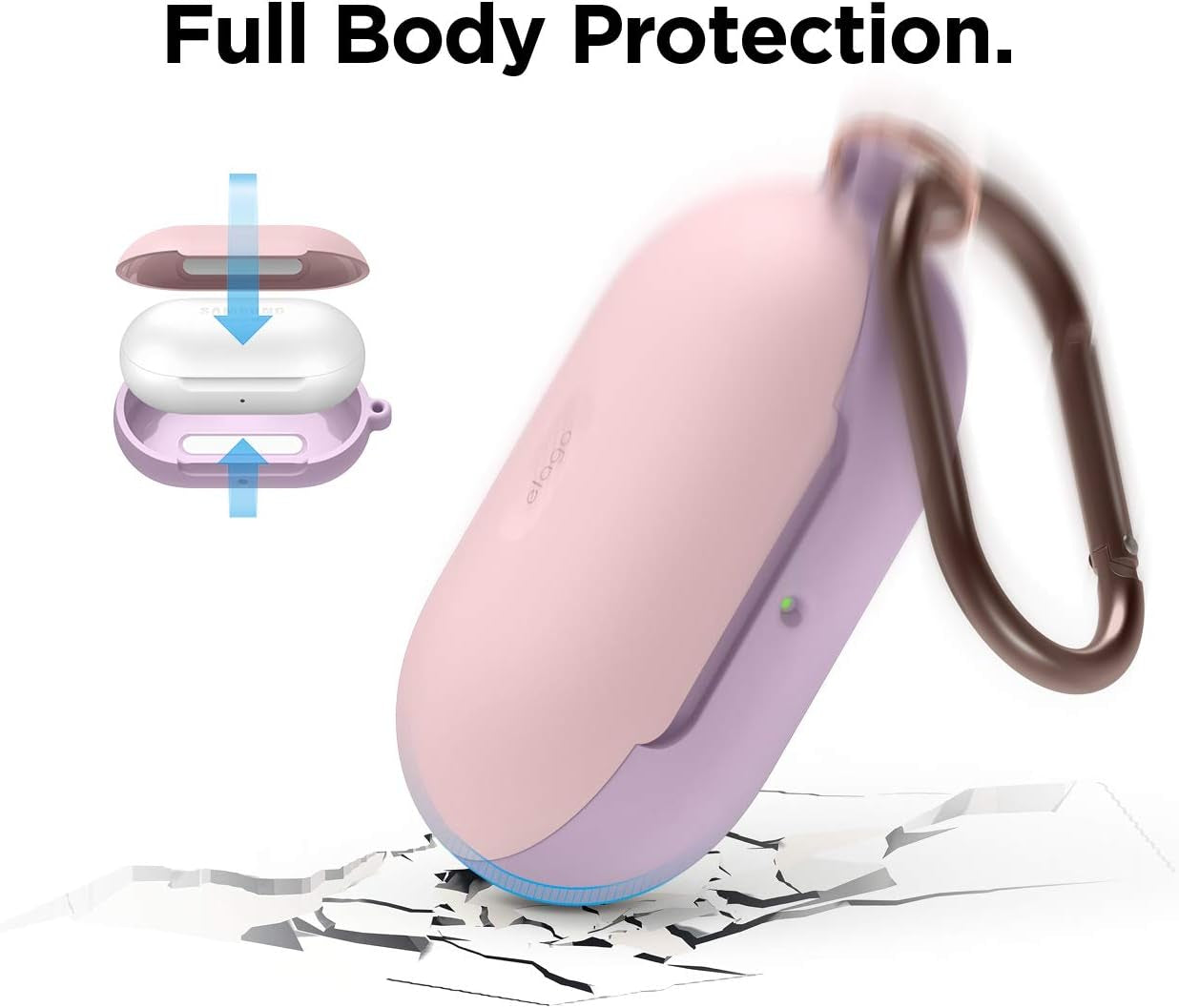 Elago Silicone Case Designed for Samsung Galaxy Buds plus Case (2020) / Galaxy Buds Case (2019) [Body-Lavender/Top-Lovely Pink ] - Full Body Protection, Adhesive Gel Pad  elago   