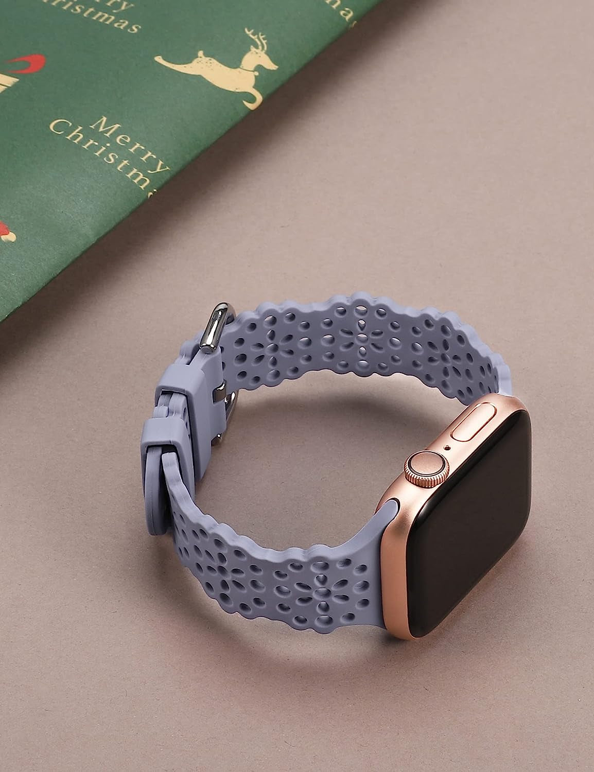 TOYOUTHS Compatible with Apple Watch Band Women 41Mm 40Mm 38Mm Soft Stretchy Silicone Lace Flower Cut-Outs Scalloped Breathable Waterproof Lacy Band for Iwatch Series 8 7 6 5 4 3 2 1 SE  TOYOUTHS   