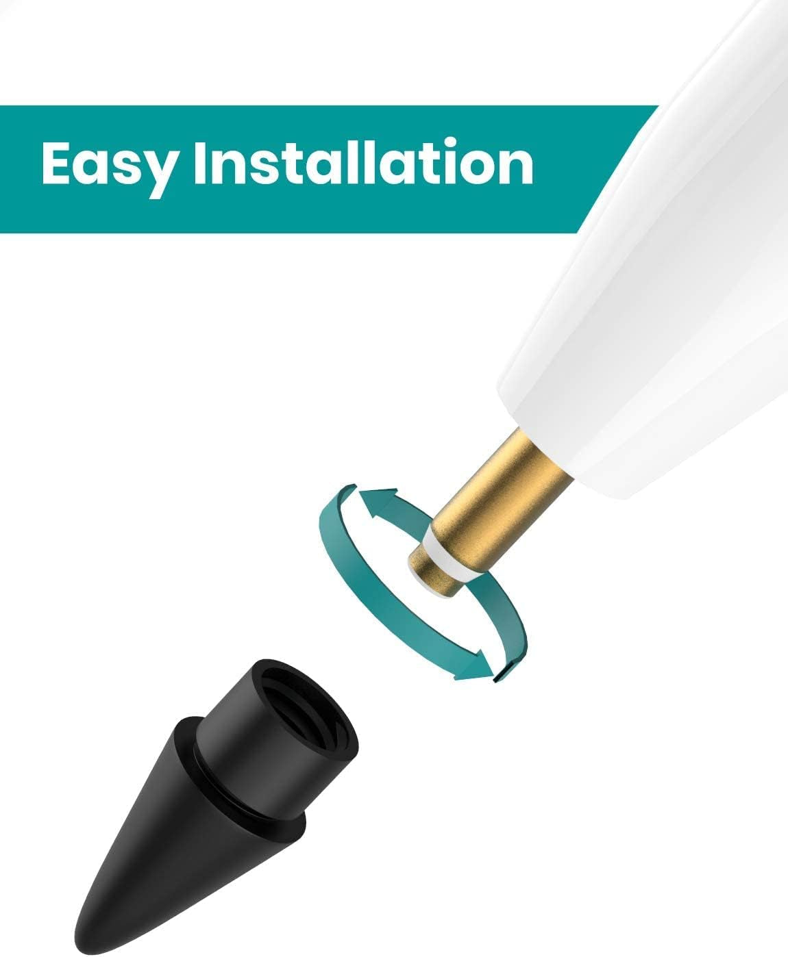 Peilinc 2B Double Soft Pencil Tips - for Apple Pencil 1St Gen & 2Nd Generation Ipad Pen Nibs & Crayon Pencil Tip (Black)  Peilinc   