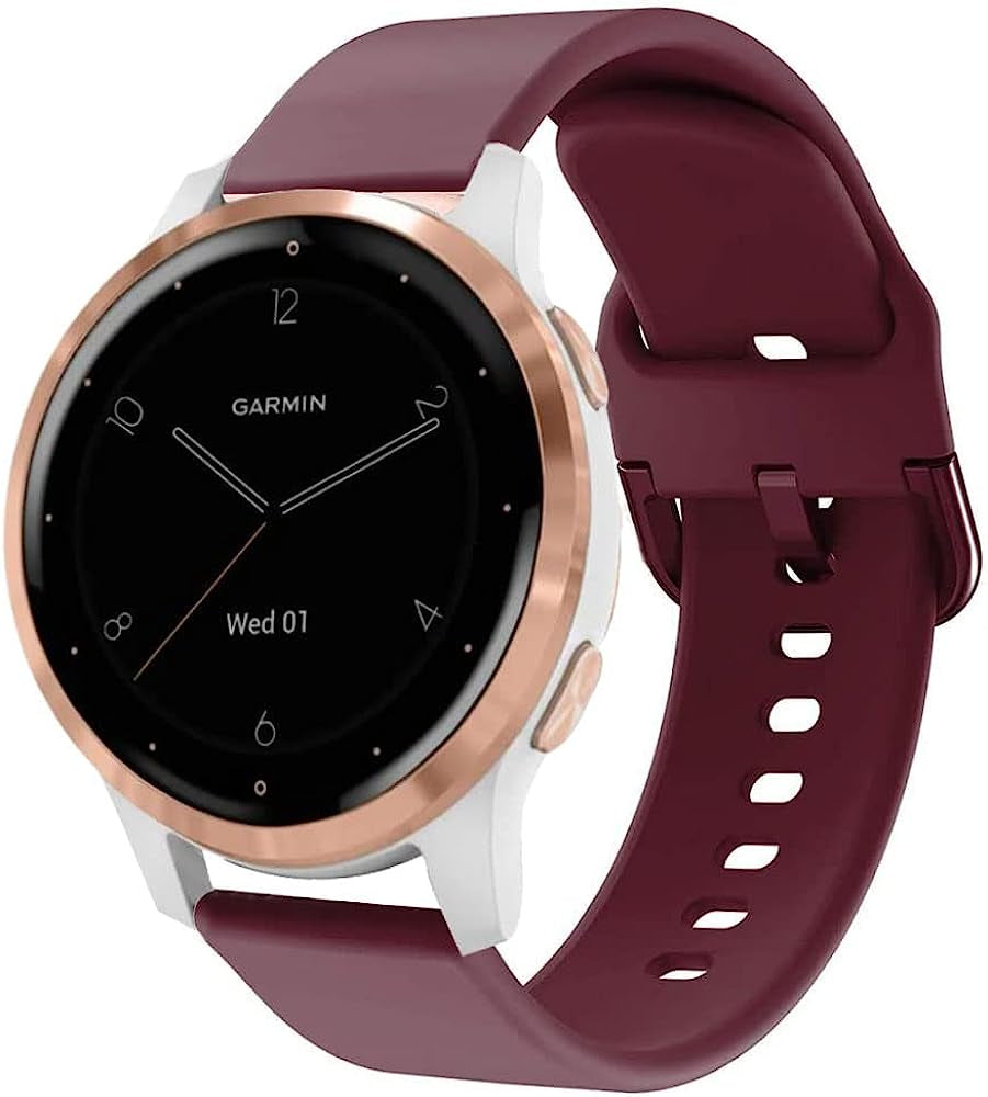 Vicrior Bands Compatible with Garmin Vivoactive 4S 40Mm / Venu 2S Smart Watch, 18Mm Quick Release Soft Silicone Fadeless Pattern Printed Floral Replacement Band for Garmin Vivomove 3S, Leopard  ViCRiOR Wine  