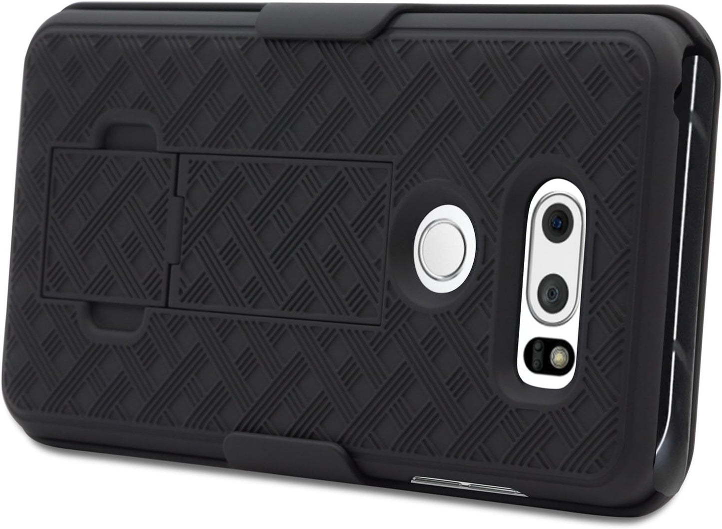 Boxwave Holster Compatible with LG V30 - Dual+ Holster Case, Shell Cover and Belt Clip Holster with Kickstand for LG V30 - Jet Black  BoxWave Corporation   