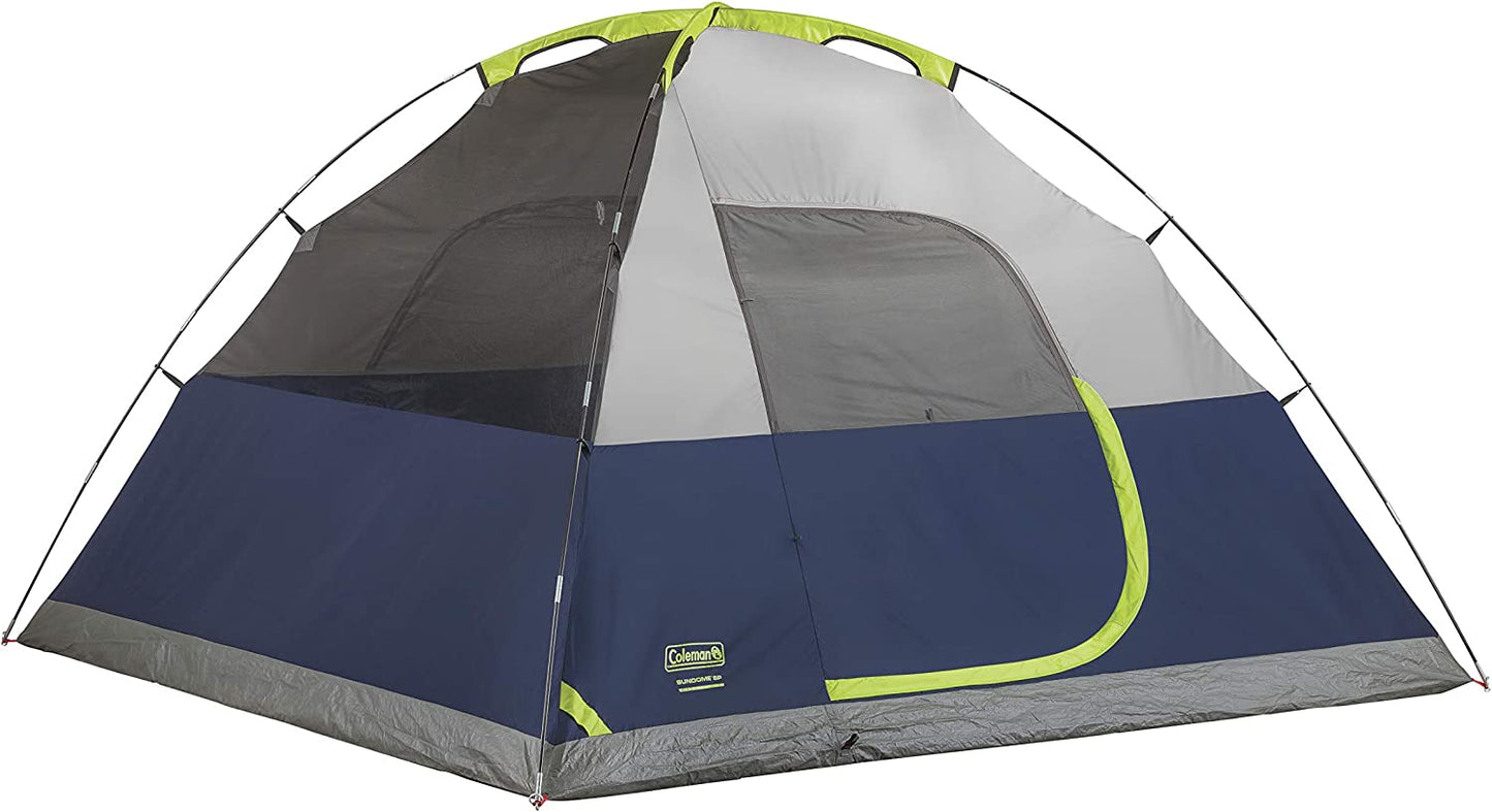 Coleman Sundome Camping Tent, 2/3/4/6 Person Dome Tent with Easy Setup, Included Rainfly and Weathertec Floor to Block Out Water, 2 Windows and 1 Ground Vent for Air Flow with Charging E-Port Flap  The Coleman Company, Inc.   