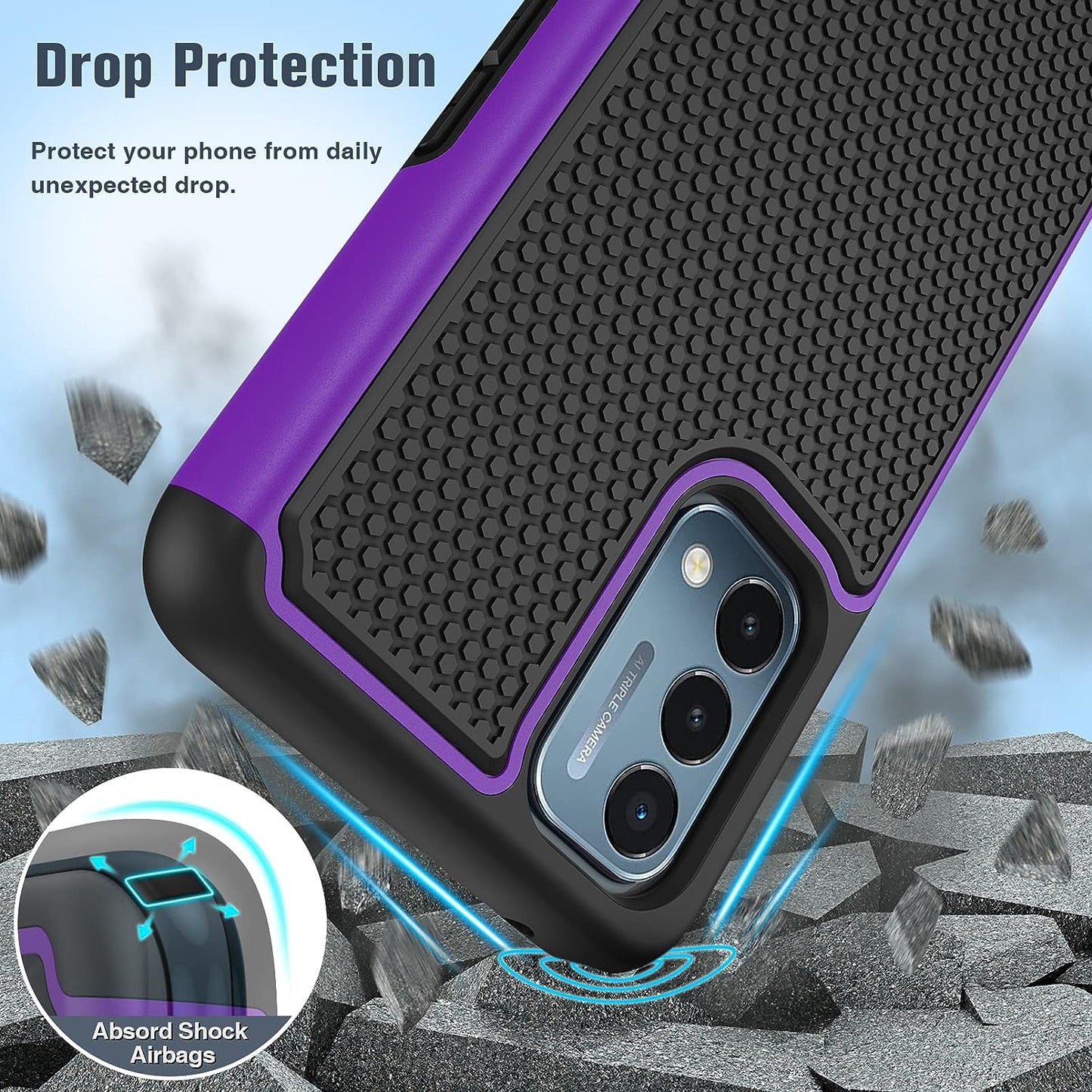 JXVM for Oneplus Nord N200 5G Case: Dual Layer Protective Heavy Duty Cell Phone Cover Shockproof Rugged with Non Slip Textured Back - Military Protection Bumper - 6.49Inch (Black Purple)  binghexin   