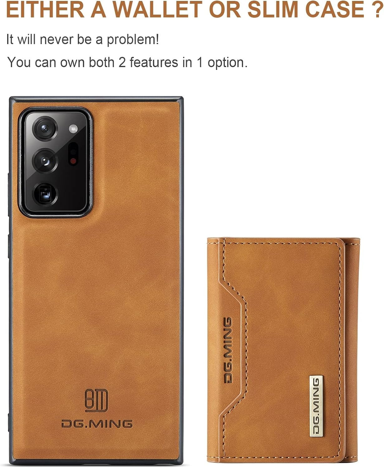 Wallet Case for Samsung Galaxy Note 20 Ultra, DG.MING Premium Leather Phone Case Back Cover Magnetic Detachable with Trifold Wallet Card Holder Pocket for Samsung Galaxy Note 20 Ultra (Brown)  Nuolirong   