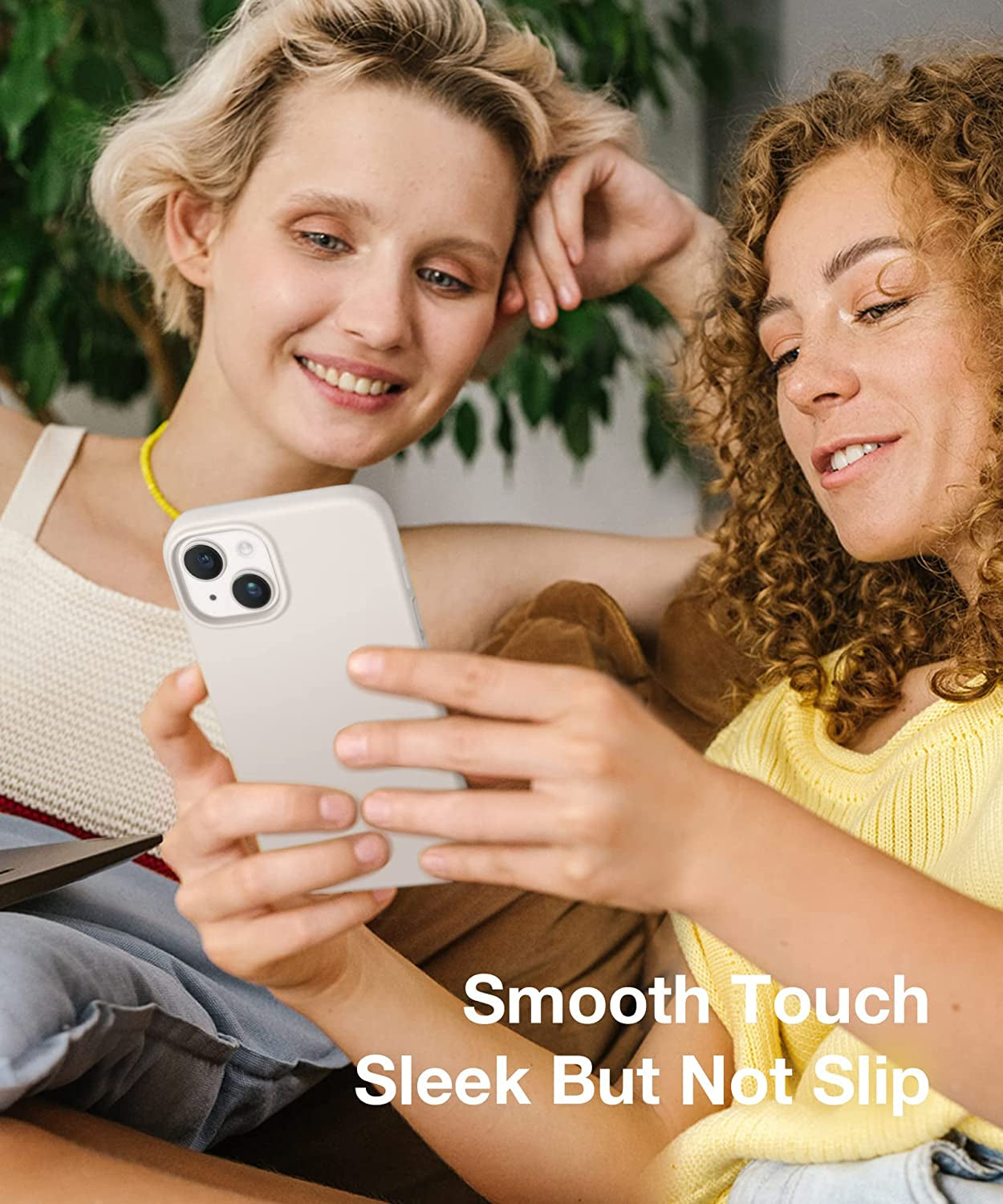 GONEZ for Iphone 14 Case Silicone, with Screen Protector + Camera Lens Protector, [Soft Anti-Scratch Microfiber Lining], Slim Liquid Silicone Shockproof Protective Phone Cover 6.1 Inch, Stone  GONEZ   