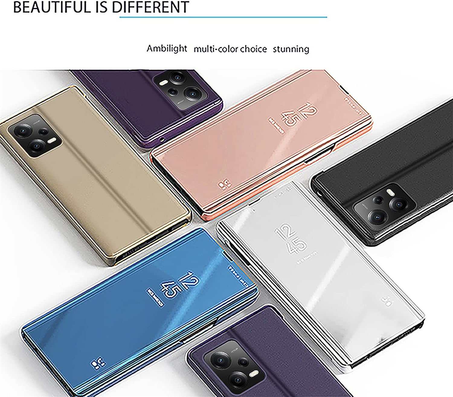 Tncavo for Xiaomi Redmi Note 12 Pro plus Mirror Case for Women, Outdoor Makeup Clear Phone Cover with Kickstand for Xiaomi Redmi Note 12 Pro plus JM Silver  Tncavo   