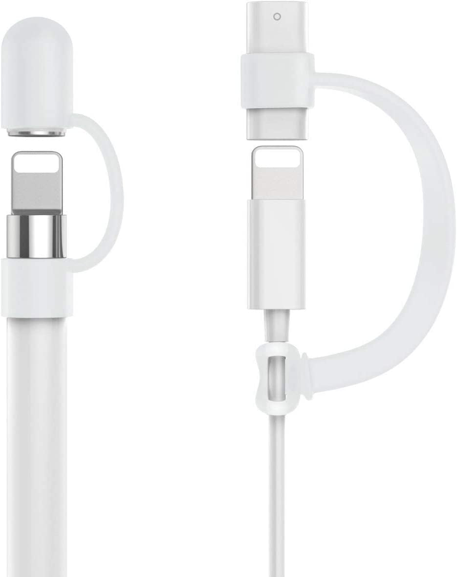Moko Pencil Cap Holder Fit Apple Pencil 1St Generation, USB Cable Tether and Pencil Cap, Fit New Ipad 10Th Generation 2022, Ipad 9Th/8Th/7Th/6Th Gen, Ipad Mini 5,White  MoKo   