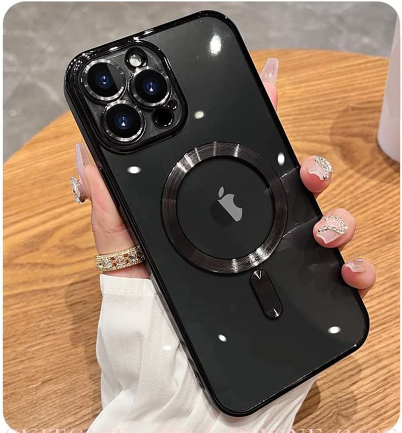 ZIYE Magnetic Case for Iphone 14 Pro Max Case [Compatible with Magsafe] Camera Lens Protector Plating Luxury Cover for Women Men Clear Soft TPU Shockproof Protective Phone Case - Pink  ZIYE Black  