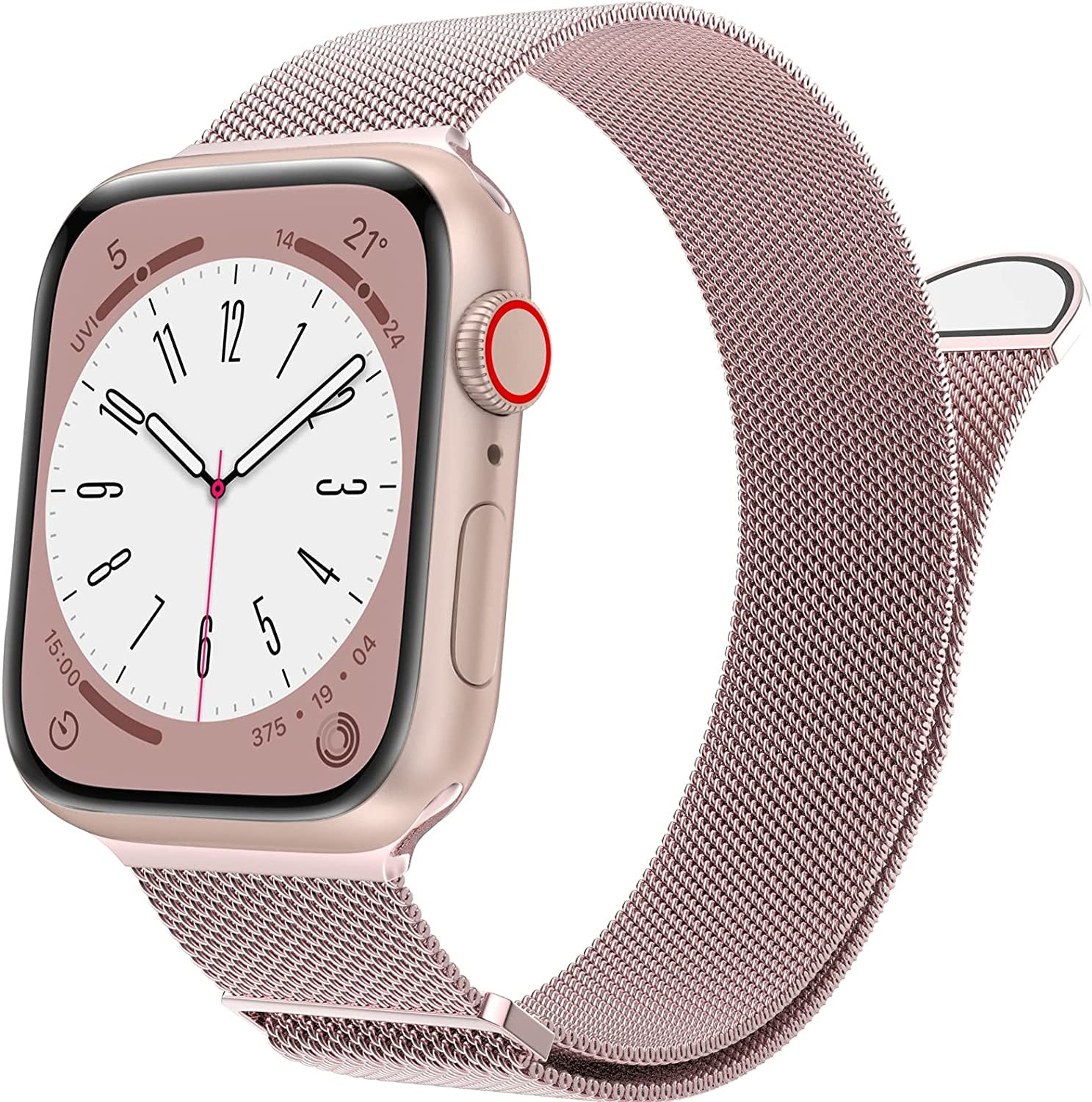 Marge plus for Apple Watch Band Series Ultra SE 8 7 6 5 4 3 2 1 38Mm 40Mm 41Mm 42Mm 44Mm 45Mm 49Mm Women and Men, Stainless Steel Mesh Loop Magnetic Clasp Replacement for Iwatch Bands (41Mm/40Mm/38Mm, A--Starlight).  MARGE PLUS A--Rose Gold 45mm/44mm/42mm/49mm 