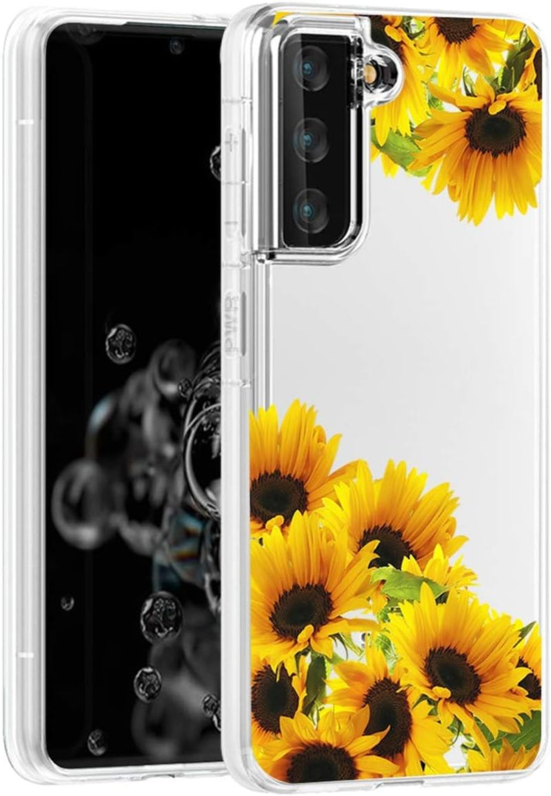 Vokuha for Galaxy S21 plus Case,Samsung S21 + Case, Cute Clear Gradient Slim Shockproof Soft Flexible TPU Back Phone Protective Cover for Samsung Galaxy S21 plus 5G (Black/Gold)  Vokuha Sunflower  