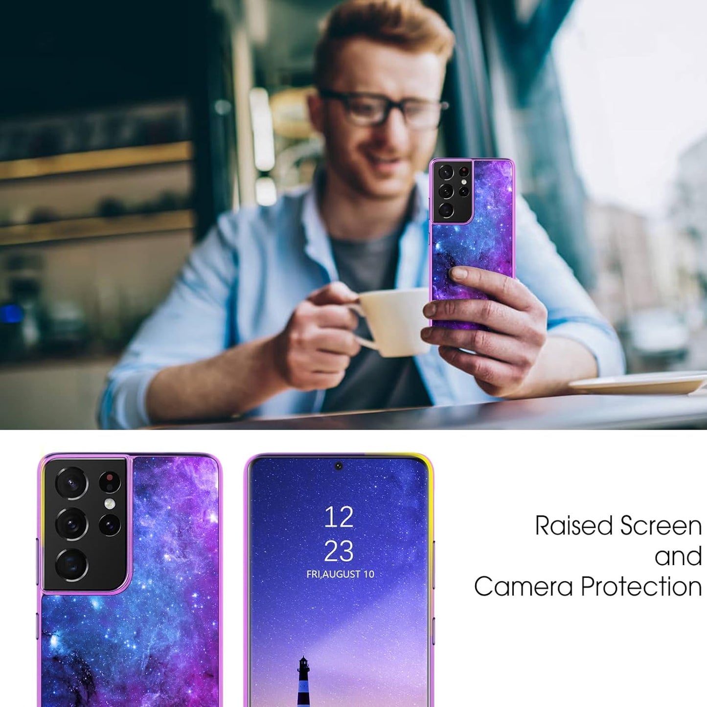 GUAGUA Compatible with Samsung Galaxy S21 Ultra 5G Case 6.8 Inch Glow in the Dark, Noctilucent Luminous Space Nebula Slim Fit Cover Protective anti Scratch Cases for Samsung S21 Ultra 5G, Blue Nebula  GUAGUA   