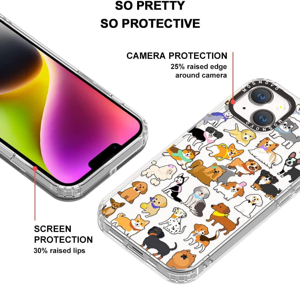 MOSNOVO Compatible with Iphone 14 Case, [Buffertech 6.6 Ft Drop Impact] [Anti Peel off Tech] Clear TPU Bumper Phone Case Cover with Cute Dog Designed for Iphone 14 6.1"  MOSNOVO   