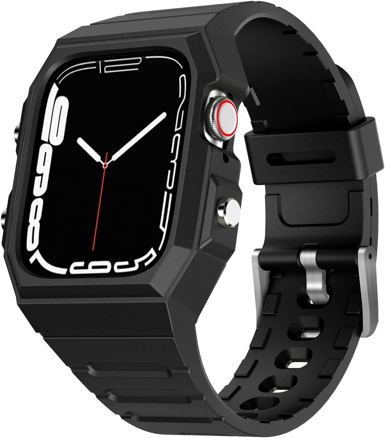 WINGLE Compatible for Apple Watch Ultra Band 49Mm 44Mm 45Mm 42Mm Series 8 7 Men, Stainless Steel Band Metal Strap Wristband for Apple Watch Iwatch Ultra SE 6 5 4 3 2 1 Link Women, Titanium  WINGLE Black, Band with Case 44mm/45mm 