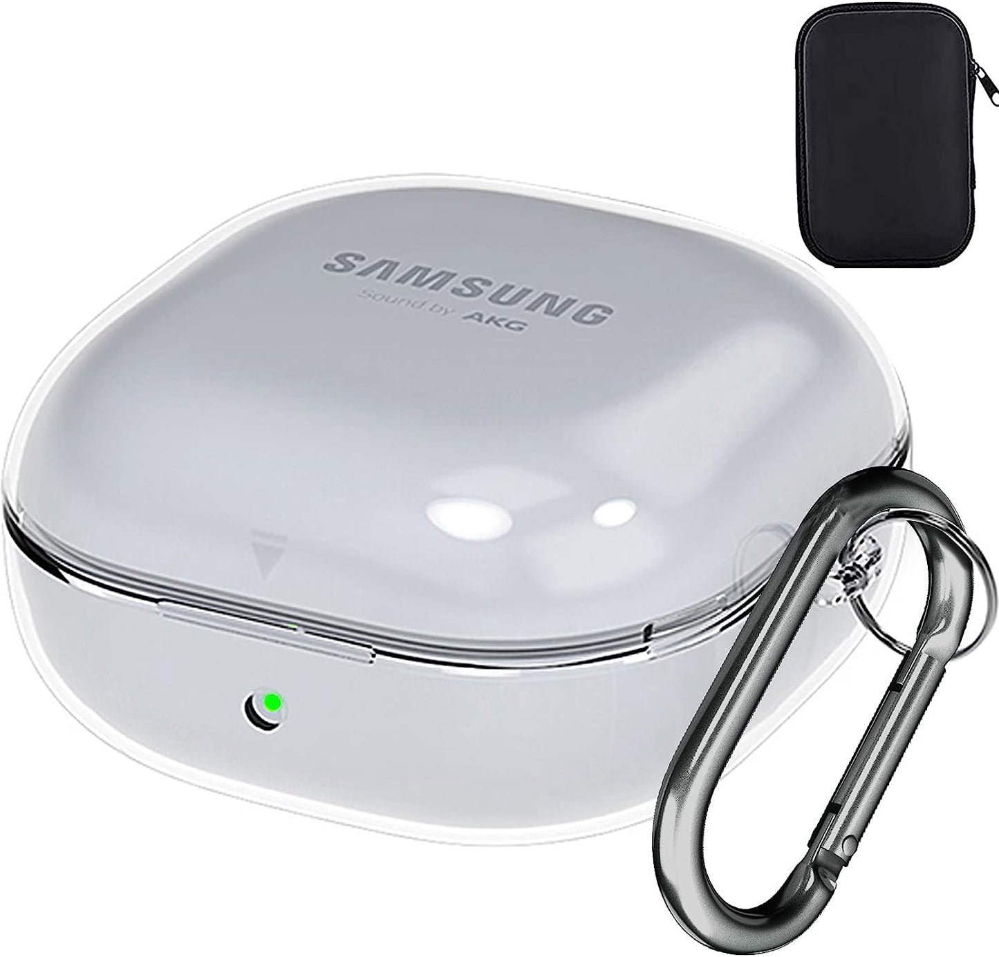 AIIKO Compatible Galaxy Buds 2 Pro Case 2022/Galaxy Buds 2/Pro Case 2021 /Galaxy Buds Live Case 2020 Clear Soft TPU Shockproof Case Protective Cover for Samsung Earbuds with Keychain - Clear Black  AIIKO   