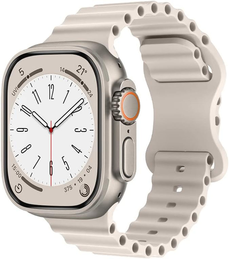 QLTYPRI Silicone Ocean Band Compatible with Apple Watch Band 38Mm 40Mm 41Mm 42Mm 44Mm 45Mm 49Mm for Women Men, Soft Waterproof Sport Strap for Iwatch Series Ultra/8/7/6/5/4/3/2/1/Se – Cream  QLTYPRI   
