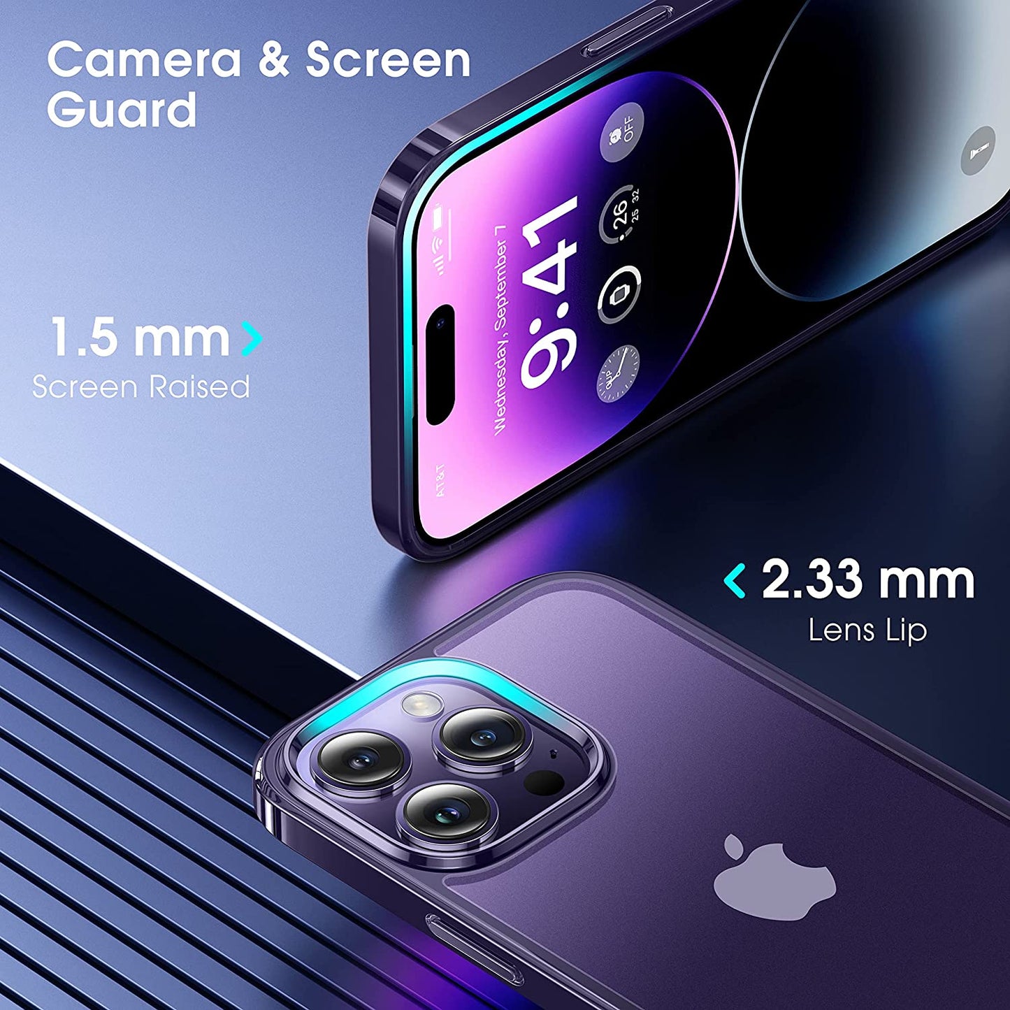 Alphex Invisible Clear Case for Iphone 14 Pro [Look as Caseless] [Never Yellowing] 8FT Military Grade Protective Soft Glossy Bumper Matte Slim Women Men Phone Cover 6.1 Inch, Deep Purple  Alphex   
