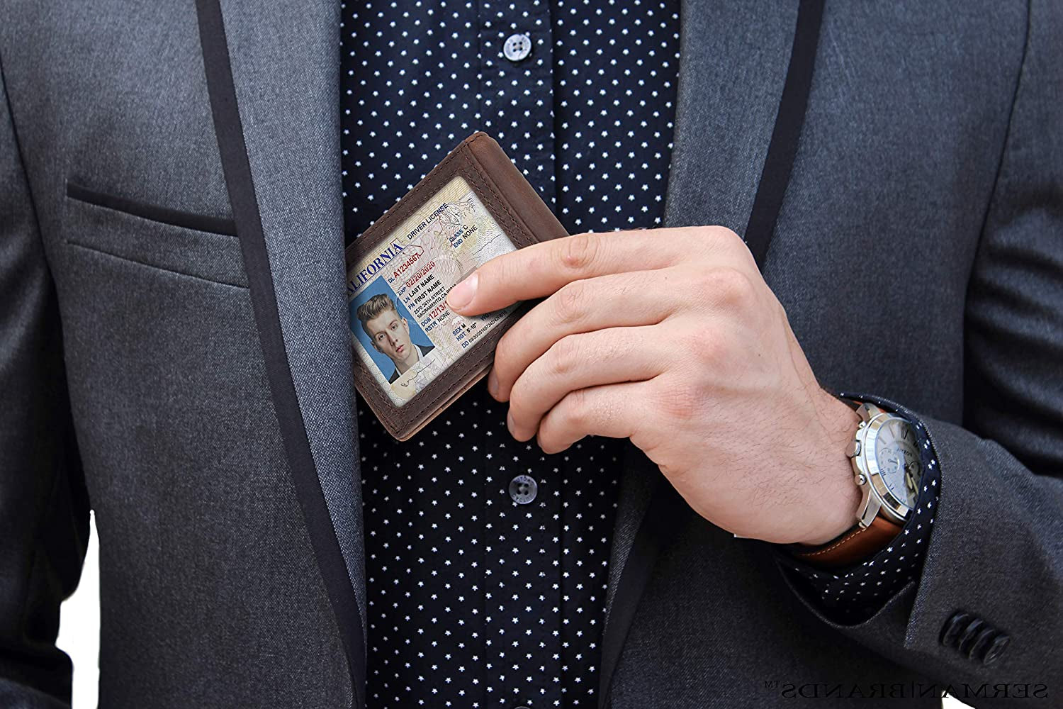 SERMAN BRANDS RFID Blocking Slim Bifold Genuine Leather Minimalist Front Pocket Wallets for Men with Money Clip Thin Gift  SERMAN BRANDS   