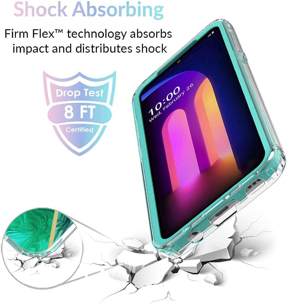 Jeylly Case for LG V60 Thinq, Heavy Duty Shock-Absorption anti Scratch Non Slip Women Girls Marble Full Body Protective Case, Hard PC Soft TPU Hybrid Bumper Case for LG V60 6.8 Inch 2020 - Jade Green  Jeylly   