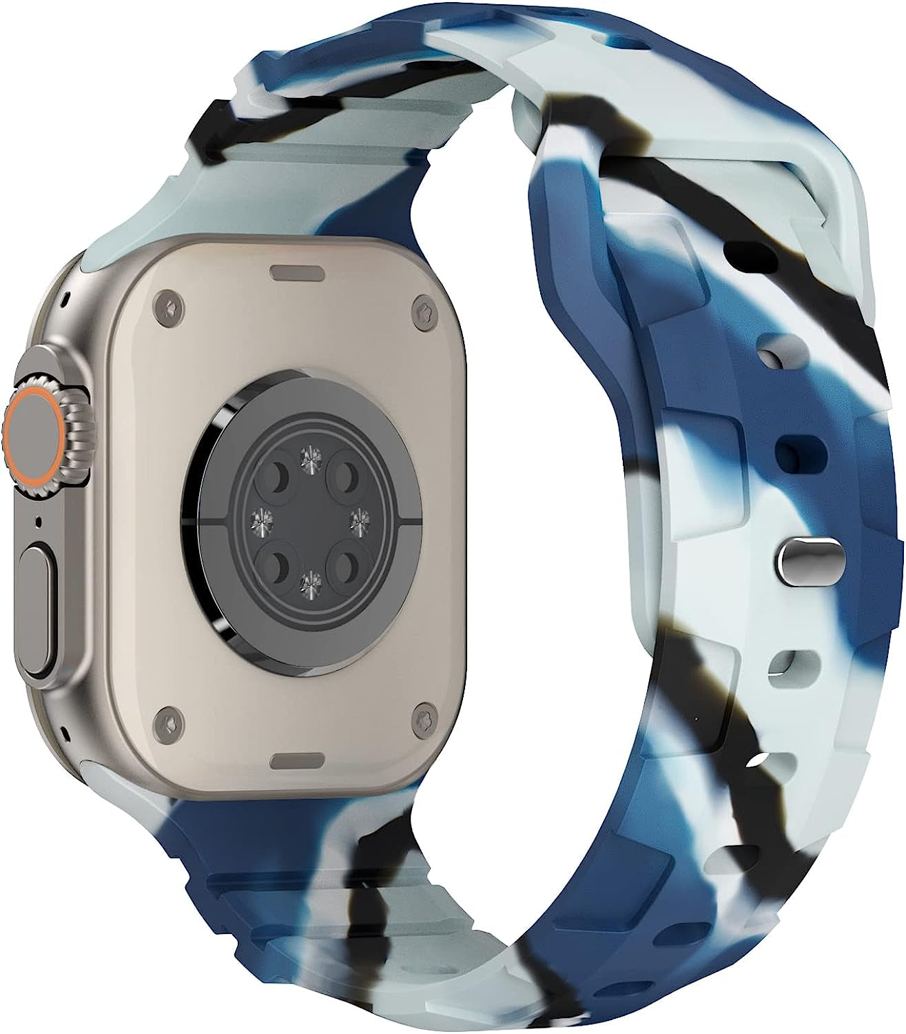 Recoppa Compatible with Apple Watch Band 49Mm 45Mm 44Mm 42Mm 41Mm 40Mm 38Mm Band for Men Women, Soft Silicone Replacement Bands for Iwatch Series 8/7/6/5/4/3/2/1/Se/Ultra  Recoppa Camo Navy Blue 45mm/44mm/42mm/49mm 