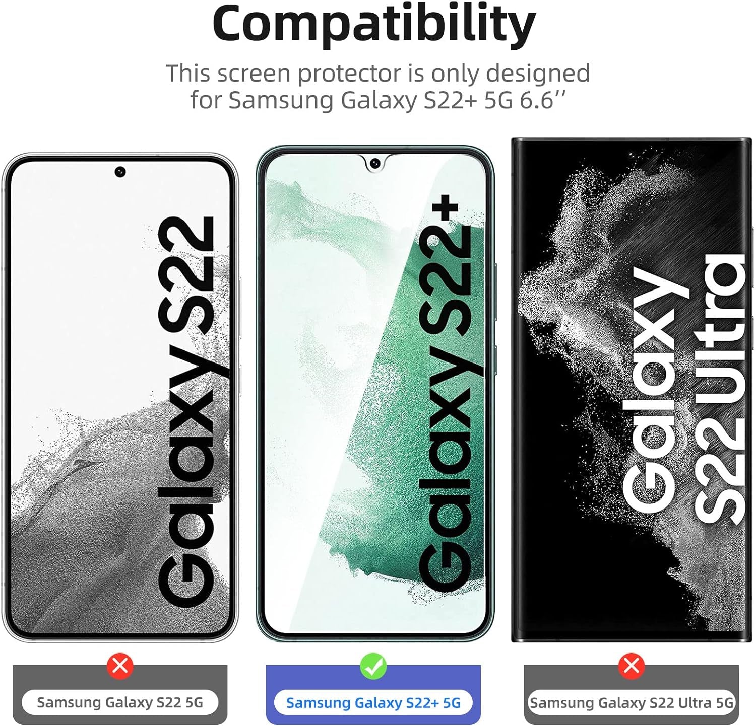 NEW'C [3 Pack] Designed for Samsung Galaxy S22 plus / S22 + Screen Protector Tempered Glass, Case Friendly Ultra Resistant  NEW'C   