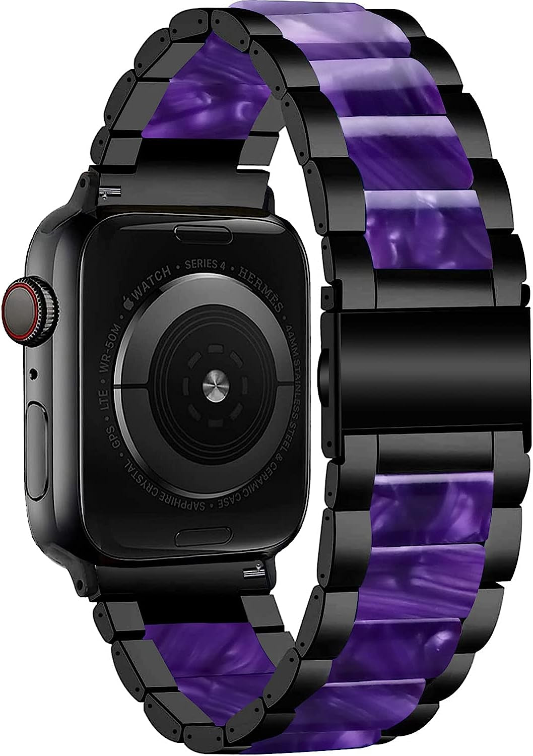 NYENEIL Compatible with Apple Watch Band 38Mm 40Mm 41Mm 42Mm 44Mm 45Mm Ultra 49Mm for Iwatch SE Lightweight Resin Wristband Bracelet Strap Series 8 7 6 5 4 3 2 1 Mens Womens  NYENEIL black+ purple 38MM/40MM/41MM 