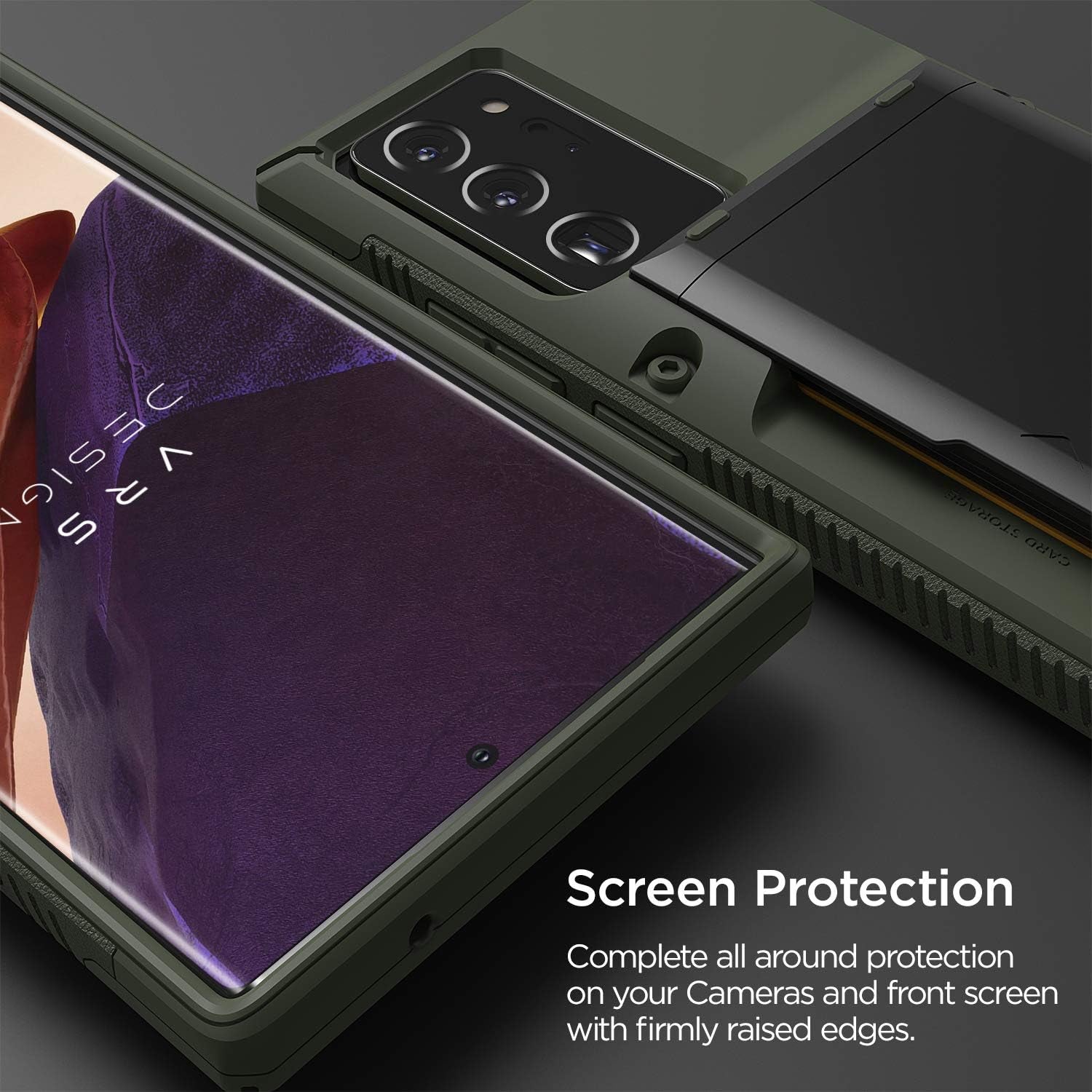 VRS DESIGN Damda Glide Pro Phone Case for Galaxy Note 20 Ultra, with [4 Cards] [Semi Auto] Premium Sturdy Credit Card Slot Wallet for Samsung Galaxy Note 20 Ultra 5G, 6.9 Inch(2020) Green  VRS Design   