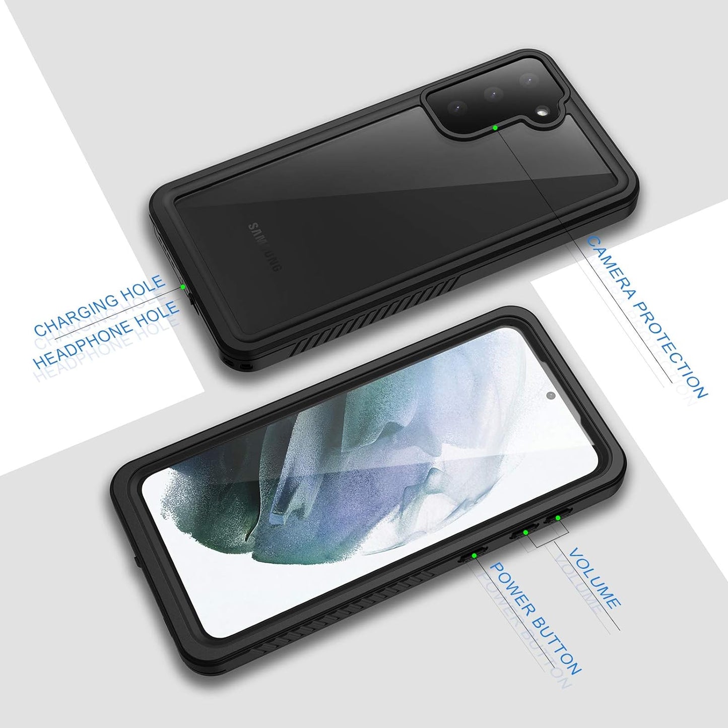 Lanhiem Samsung Galaxy S21+ plus Case, IP68 Waterproof Dustproof Shockproof Case with Built-In Screen Protector, Full Body Heavy Duty Protective Cover for Galaxy S21 plus 5G 6.7 Inch, Black  Lanhiem   