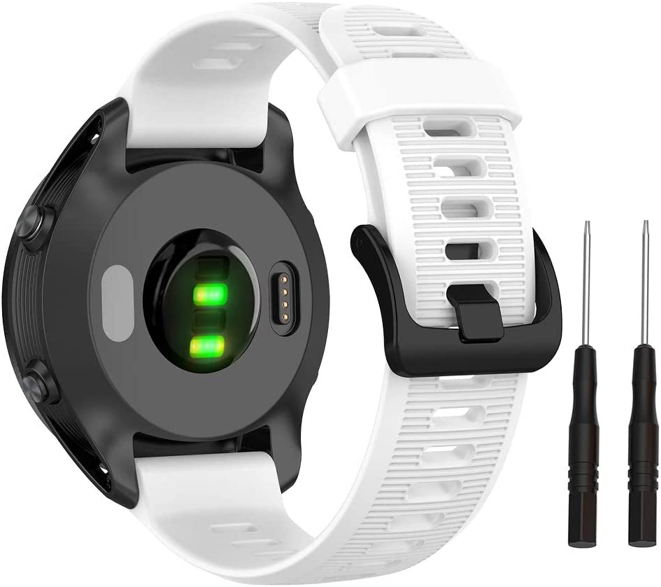 ISABAKE Band for Garmin Forerunner 935/Forerunner 945/Forerunner 745,Compatible with Fenix 5/ Fenix 5Plus/ Fenix 6/ Fenix 6 Pro/Approach S60 ,Soft Silicone 22Mm Replacement Bands Strap(Dark Blue)  ISABAKE White  