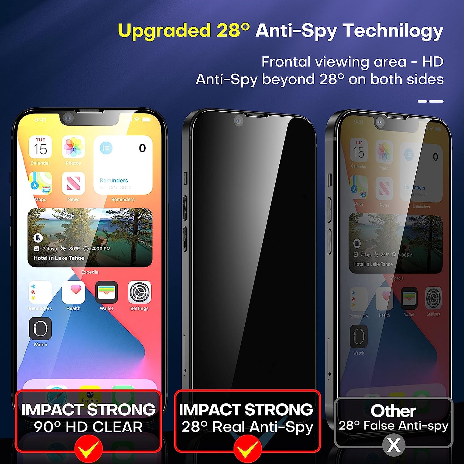 Impactstrong Privacy Glass Screen Protector for Iphone 14 /Iphone 13/13 Pro [6.1 Inch] Anti-Scratch Tempered Glass Screen Protectors with [Easy Install Kit] [9H Hardness], Case Friendly - 2 Pack  ImpactStrong   