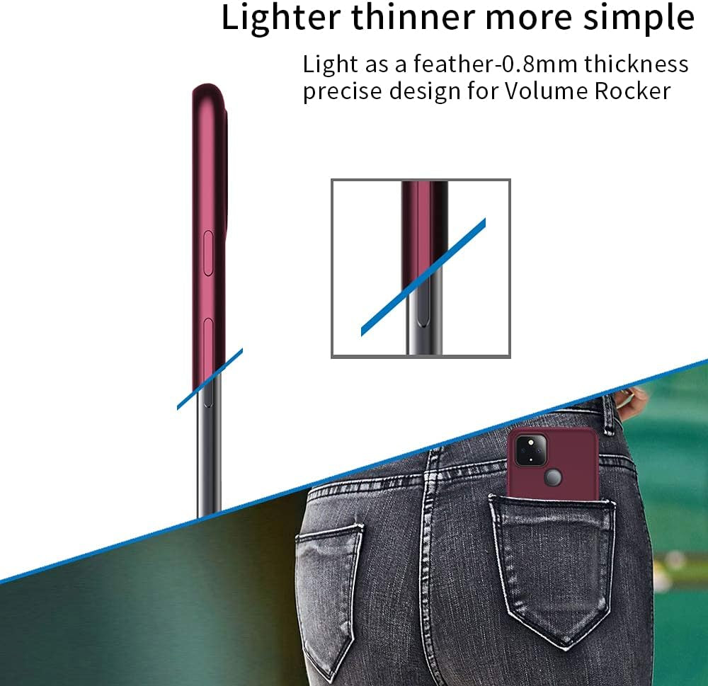 X-Level Google Pixel 4A 5G Case Thin Ultra Slim Fit Mobile Phone Case Soft Flexible TPU Matte Finish Light Coating Grip Full Protective Phone Back Cover for Women Compatible Google 4A 5G-Wine Red  X-level   