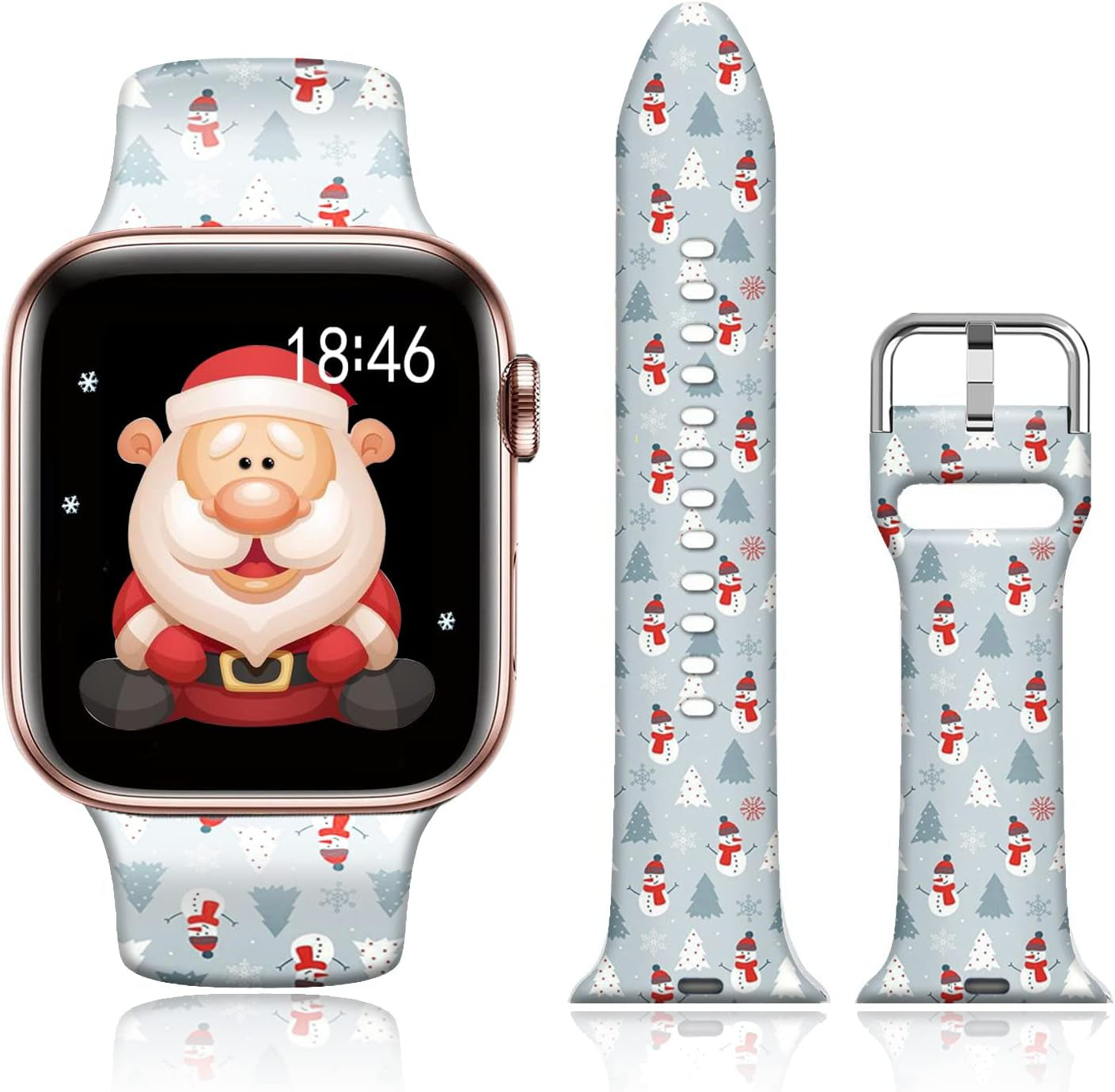 FTFCASE Silicone Floral Bands Compatible with Apple Watch 49Mm 45Mm 44Mm 42Mm, Gray Pattern Printed Soft Silicone Sport Strap Replacement for Iwatch SE Series 8 7 6 5 4 3 2 1 for Women Men Girls  FTFCASE Cute Snowman 38mm/40mm/41mm 