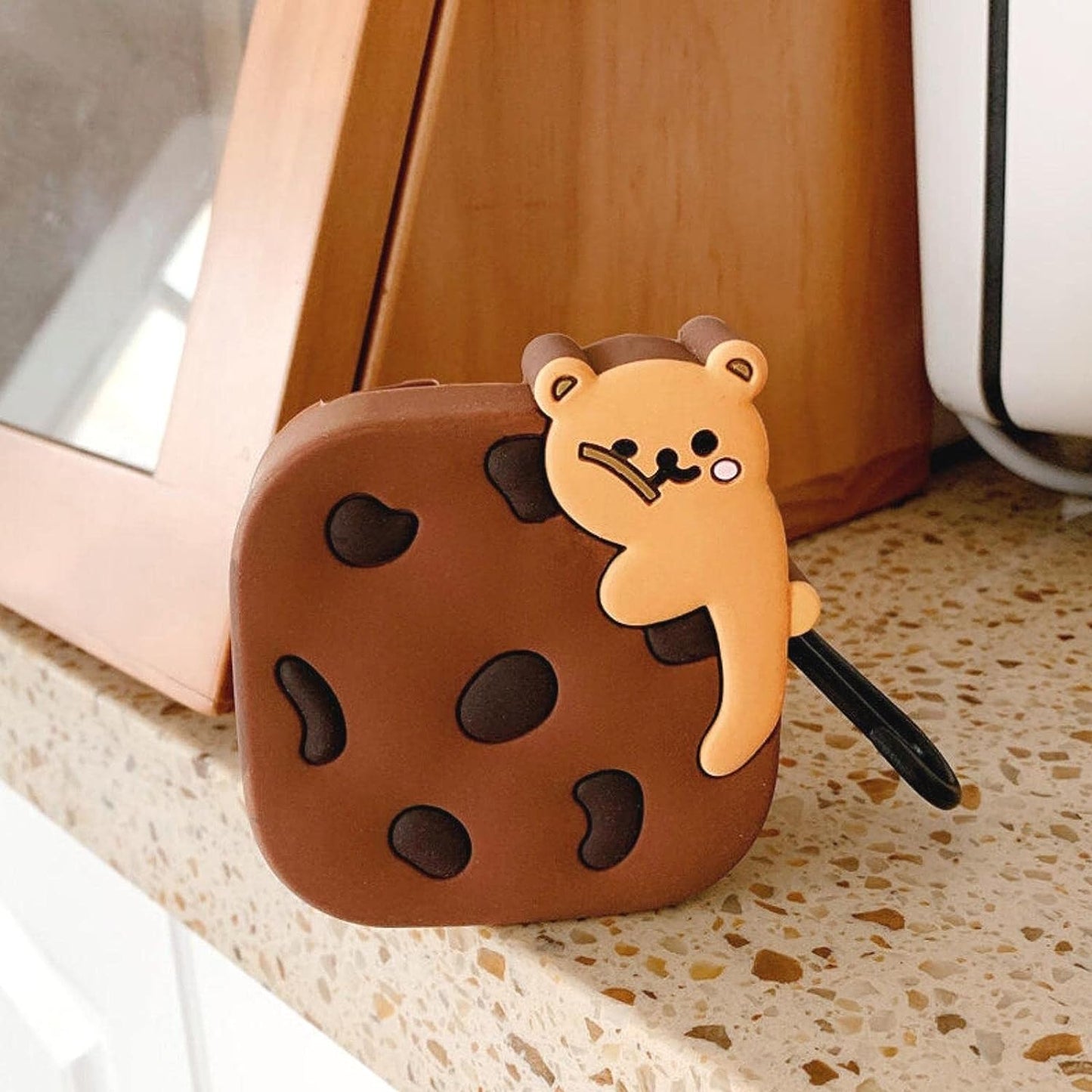 Powerbeats Pro Wireless Earbuds Case Cover Silicone Protector Skin Cute Cookie Bear with Carabiner Keychain for Girls  AKIKOH   
