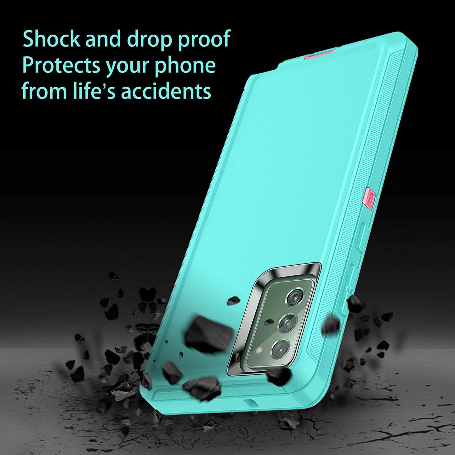 I-HONVA for Galaxy Note 20 Case Shockproof 3 in 1 Full Body Protection [Without Screen Protector] Rugged Heavy Duty Durable Cover Case for Samsung Galaxy Note 20 5G 6.7 Inch, Mint Green/Pink  I-HONVA   