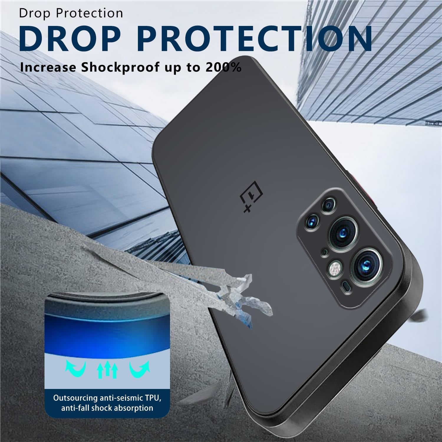 Jancyu Compatible with Oneplus 9 Pro Case Clear, Silicone Oneplus 9 Pro Phone Case Slim Shockproof Four Corner Airbags Drop Slip Protection Cover (Black)  Jancyu   