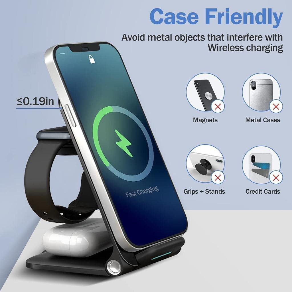 Wireless Charger,Foldable 3 in 1 Fast Wireless Charging Station,Wireless Charger Stand for Iphone 12/14/13/11/Pro/Max/Xs/Max/Xr/Xs/X,Airpods Pro/3/2,Iwatch Series 8/7/6/Se/5/4/3/2Etc  COZY HEDGEHOG top   