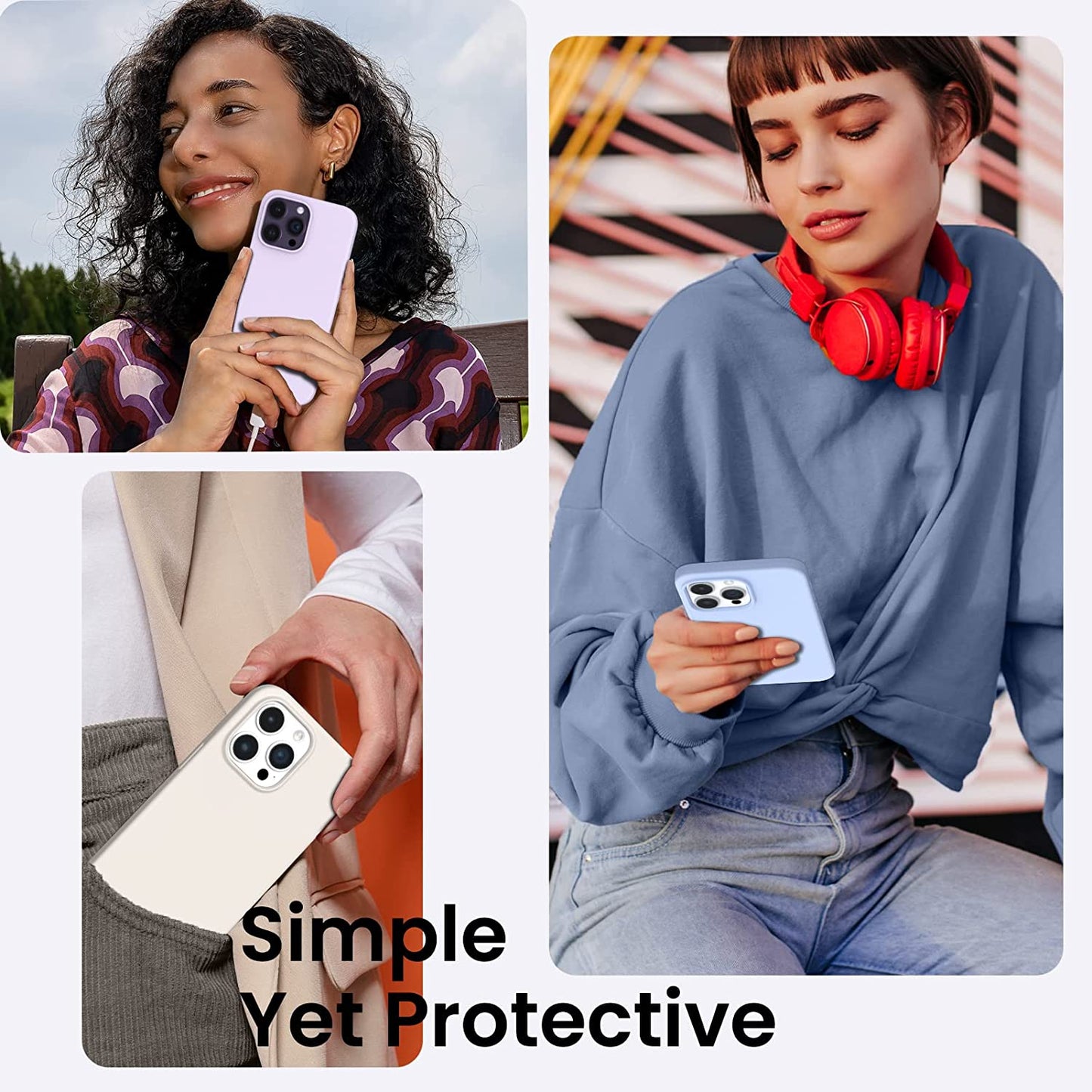 ORNARTO Compatible with Iphone 14 Pro Case 6.1, Slim Liquid Silicone 3 Layers Full Covered Soft Gel Rubber Phone Case Protective Cover with Microfiber Lining 6.1 Inch-Baby Blue  ORNARTO   