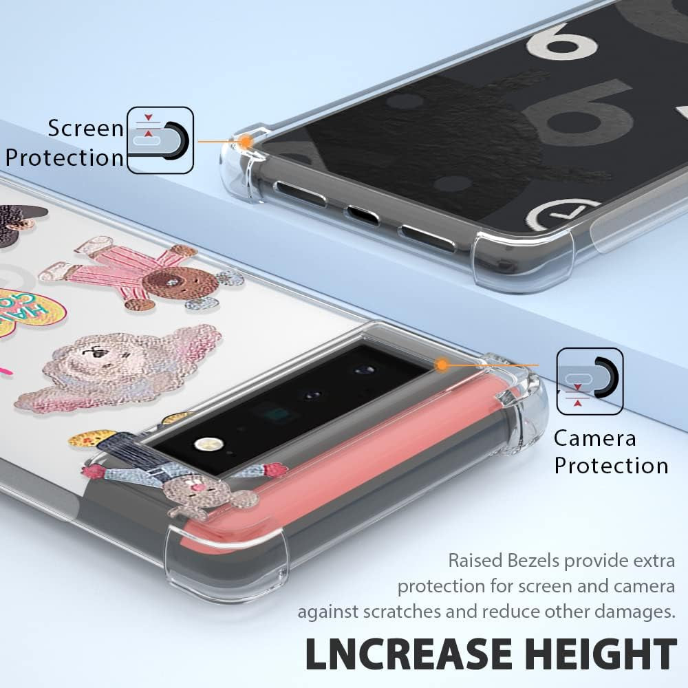 YCJACE Google Pixel 6 Pro Case,Google Pixel 6 Pro Case Clear with Bear Design Soft TPU Ultra-Thin Shockproof Anti-Scratch Bumper Protective Cover Case for Google Pixel 6 Pro-Sweets Bear  YCJACE   