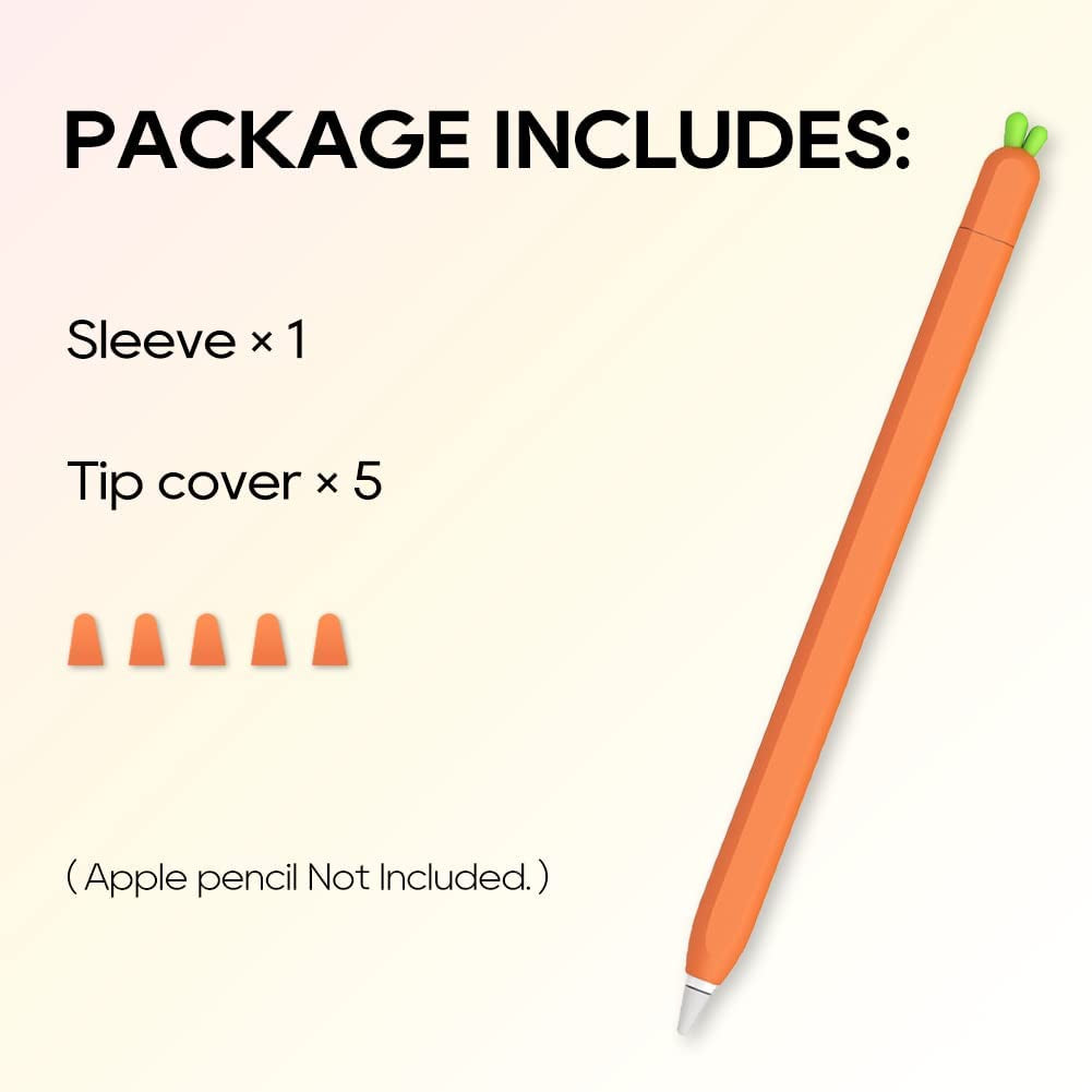 Case for Apple Pencil 2Nd Generation Case Sleeve Soft Silicone Cute Carrot Design Protective Cover Holder Accessories Compatible with Apple Pencil 2Nd Gen (Orange)  Meowster   