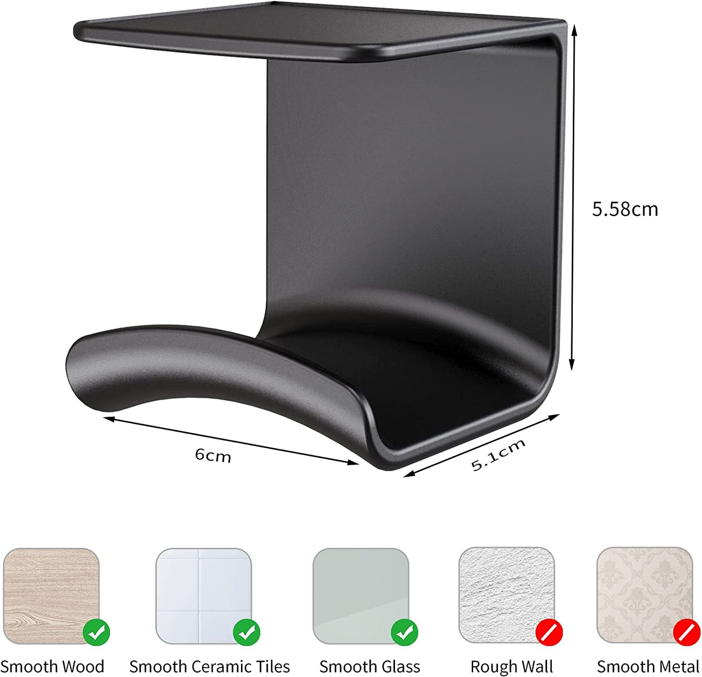 Homemount Headphone Hook under Desk - Headphone Holder under Table, Adhesive Gaming Headphone Stand Hanger Desk Mount for Most Headphone（Black）  HomeMount   