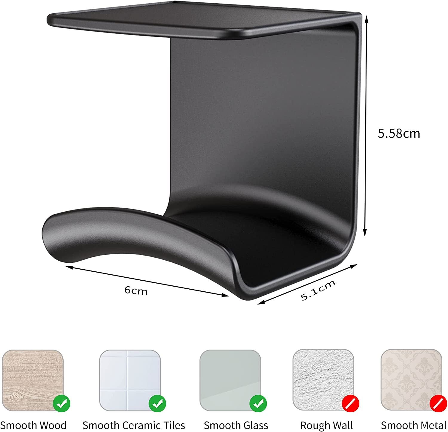 Homemount Headphone Hook under Desk - Headphone Holder under Table, Adhesive Gaming Headphone Stand Hanger Desk Mount for Most Headphone（Black）  HomeMount   