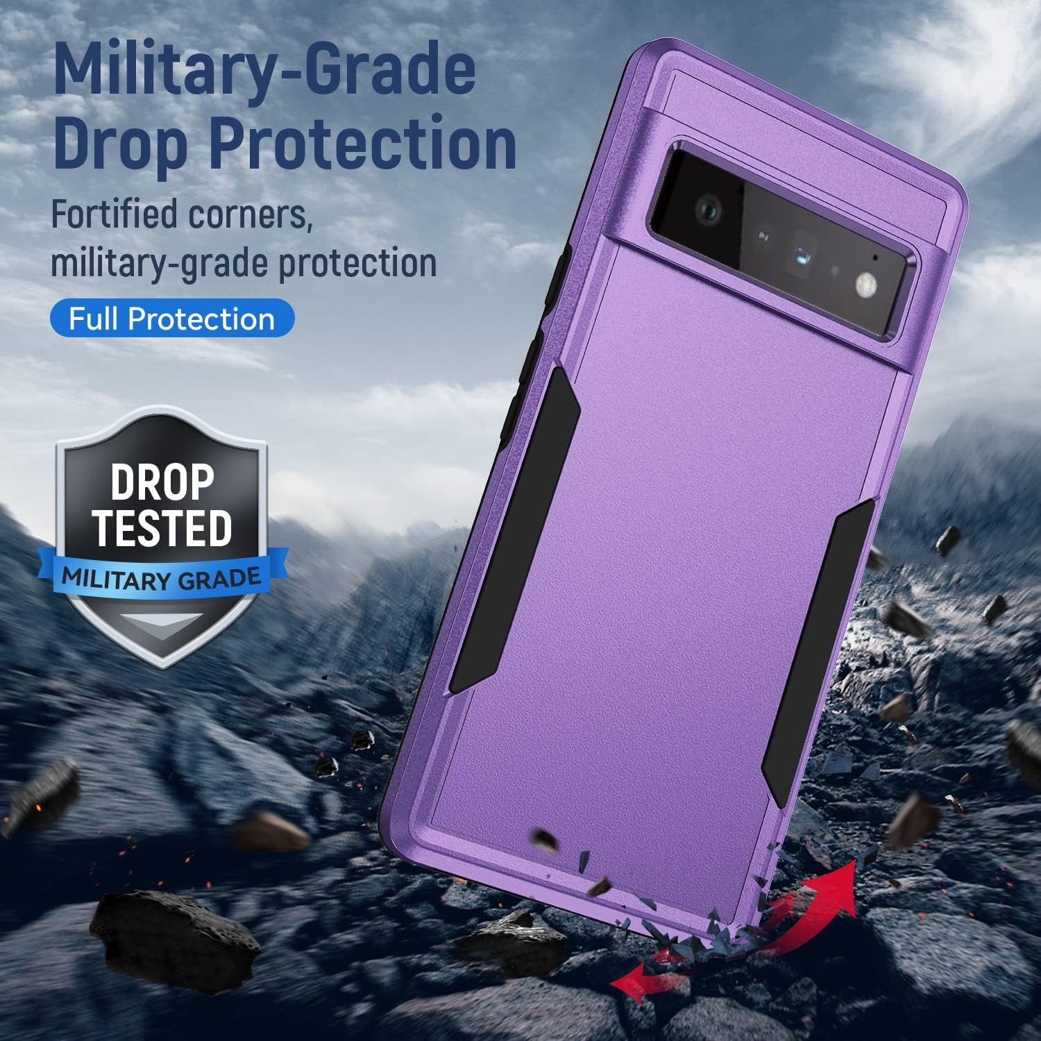 Asuwish Phone Case for Google Pixel 6 Pro with Tempered Glass Screen Protector Cover and Slim Thin Hybrid Full Body Protective Cell Accessories Pixel6Pro Pixel6 XL 6XL Pixle 6Pro 5G Women Men Purple  Asuwish   