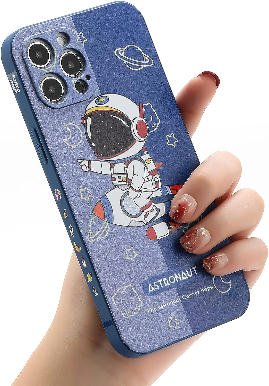 Yonds Queen for Iphone 13 Mini Cute Case, Cool Cartoon Swing Astronaut Planet Moon Design Stylish Soft TPU Bumper Shockproof Anti-Slip Protector Case (Iphone 13 Mini, Black Planet)  Yonds Queen Blue Rocket Iphone 13 Pro 