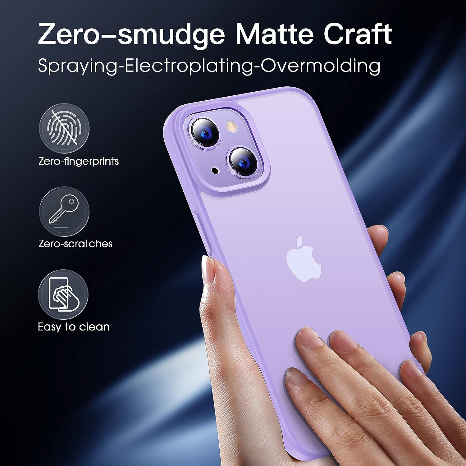 CASEKOO Kooshock for Iphone 14 plus Case Matte 6.7 Inch 2022,[10FT Military Drop Protection][ Anti-Scratch] Protective Hard Back Translucent Shockproof Cover Non-Slip Bumper Slim Phone Cases, Purple  CASEKOO   