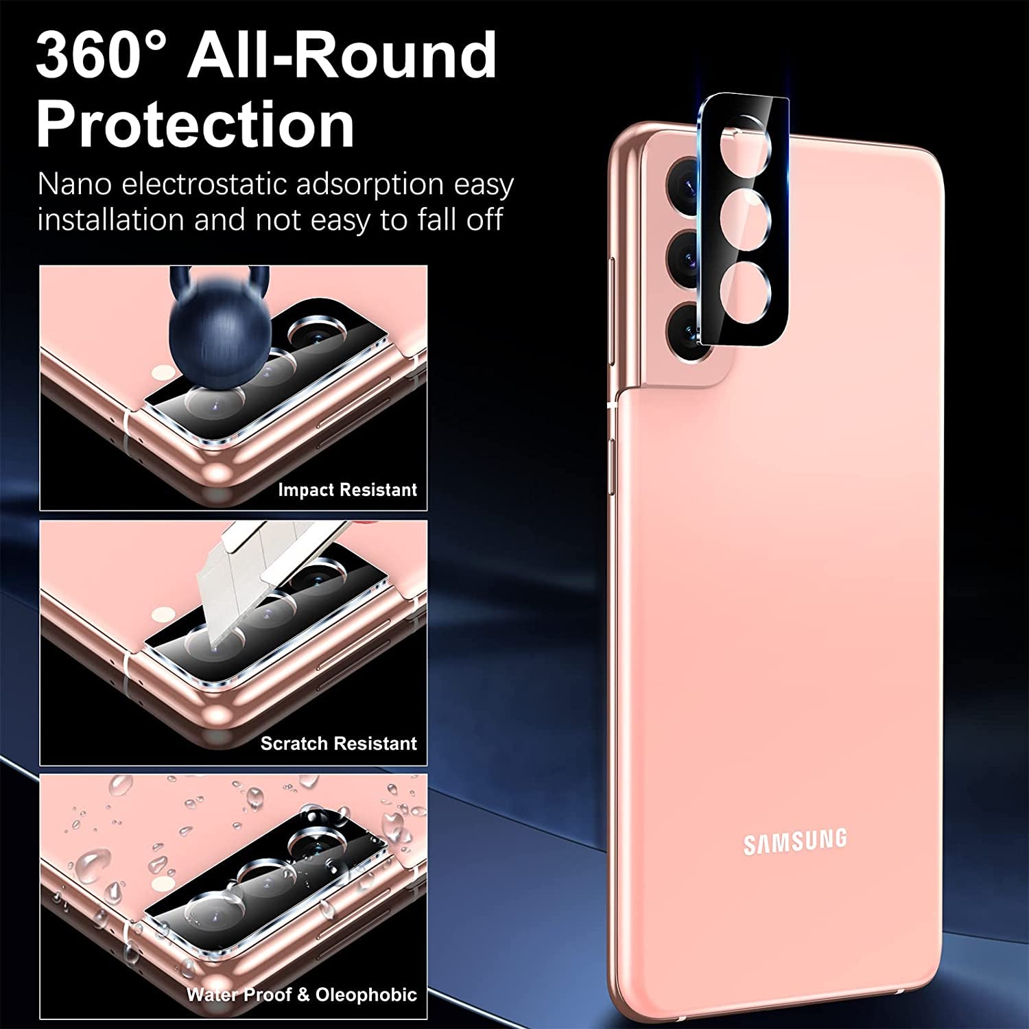 Uniqueme [2+2]Pack Compatible with Samsung Galaxy S21 6.2 Inch Privacy Screen Protector and Camera Lens Protector[Support Fingerprint Unlock] with Easy Installation Tool[Not Glass][7H Hardness]【Not for S21 Plus/S21 FE/S21 Ultra 】  UniqueMe   