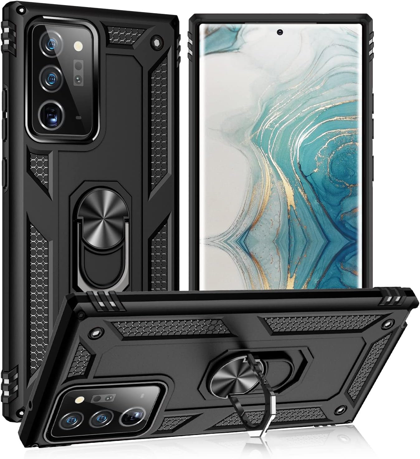 UKLCCU Case for Note 20 Ultra Phone Case Samsung Note 20 Ultra Case with Kickstand, Heavy Duty Armor Case Built-In 360° Rotate Ring Stand for Samsung Galaxy Note 20 Ultra - Green  UKLCCU Black Samsung Galaxy Note 20 Ultra 5G Case 