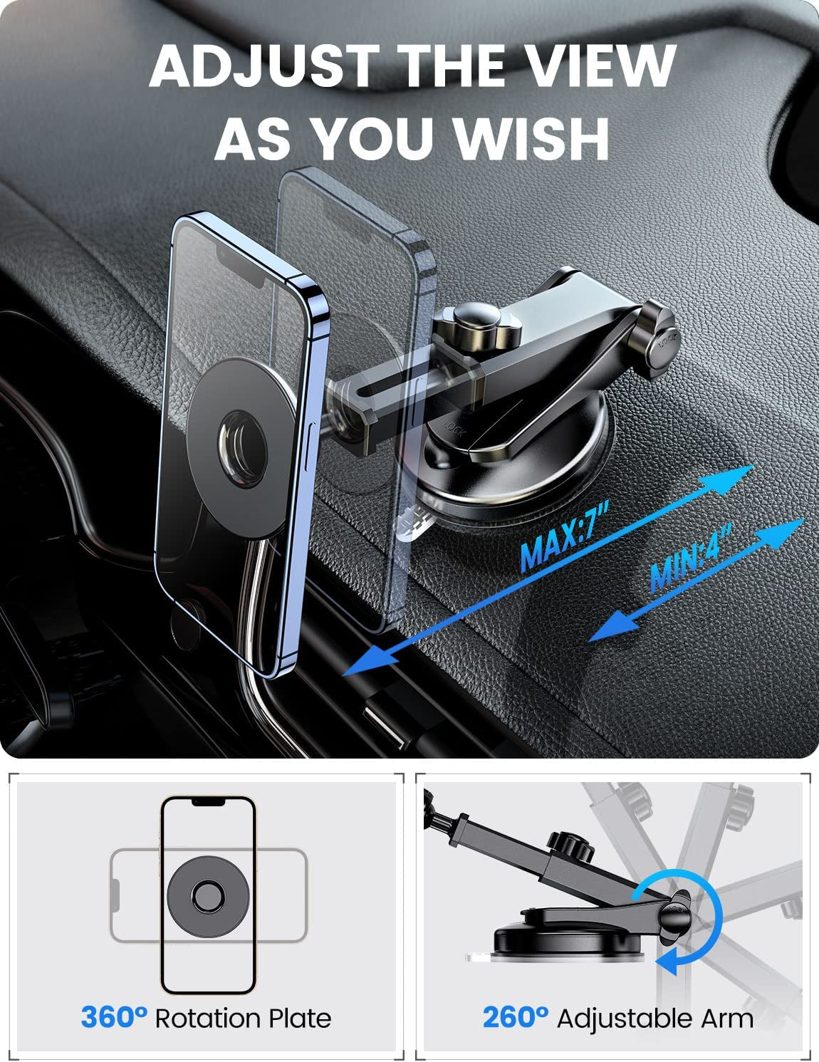 Esamcore for Magsafe Car Mount, Car Cell Phone Holder Retractable Car Magnetic Phone Mount for Dashboard/Vent/Windshield, Car Mount Magnet for Iphone 12/13/ 14 Pro Max and Magsafe Case  emobilepress   