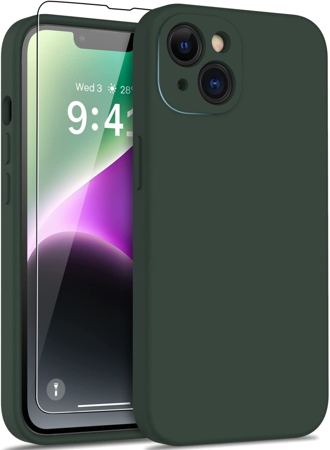 DEENAKIN Iphone 14 Case with Screen Protector,Enhanced Camera Cover,Passing 16Ft Drop Tested Soft Silicone Gel Rubber,Slim Fit Protective Phone Case for Iphone 14 6.1" Ash Grey  DEENAKIN Army Green  