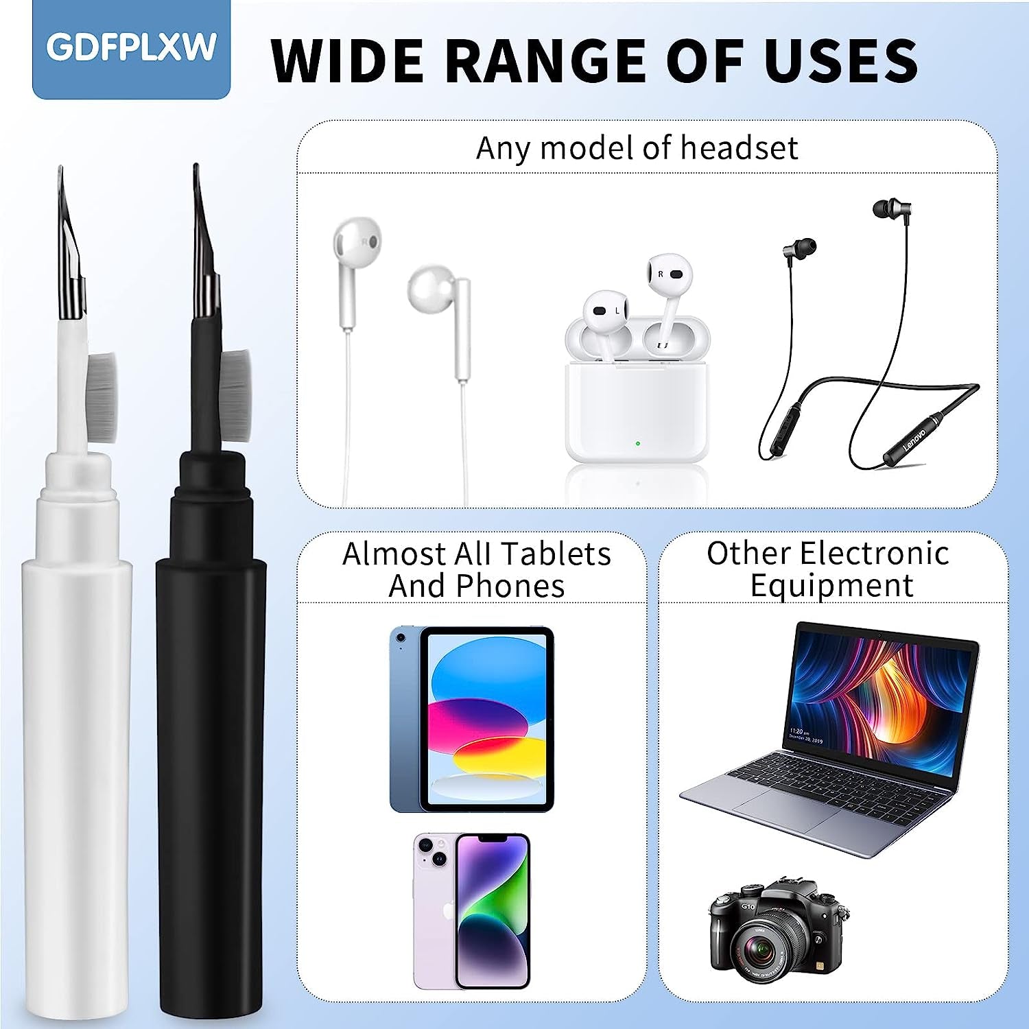 GDFPLXW Airpod Cleaner Kit，2 Pack Earbud and Phone Cleaner Kit for Airpods Pro 1 2 3 Soft Brush and Flocking Sponge for Deep Cleaning Portable and Easy to Use(Couple Style)  GDFPLXW   