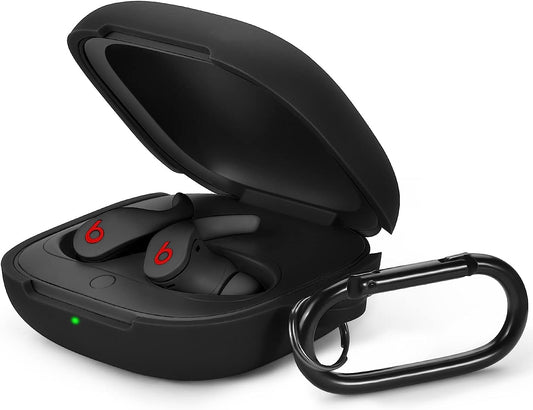 Beats Fit Pro Case Cover, AIRSPO Soft Silicone Case for Beats Fit Pro 2021 Shockproof Beats Fit Pro Earbuds Case Cover with Keychain (Black)  AIRSPO   