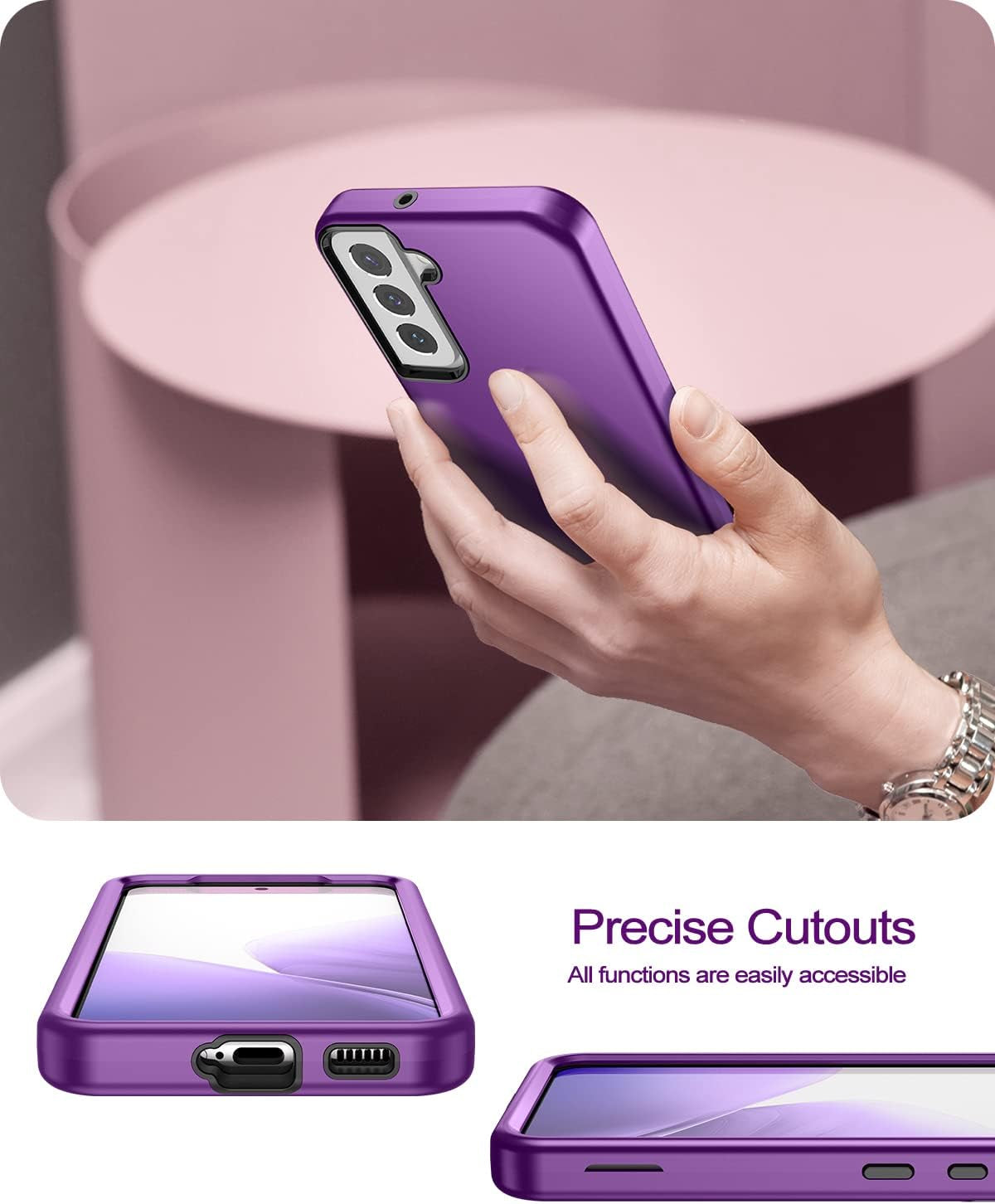 Welovecase for Samsung Galaxy S22 5G Case, Cover 3 in 1 Full Body Heavy Duty Protection Hybrid Shockproof TPU Bumper Three Layer Protective Case for Samsung Galaxy S22 6.1 Inch Purple  WeLoveCase   